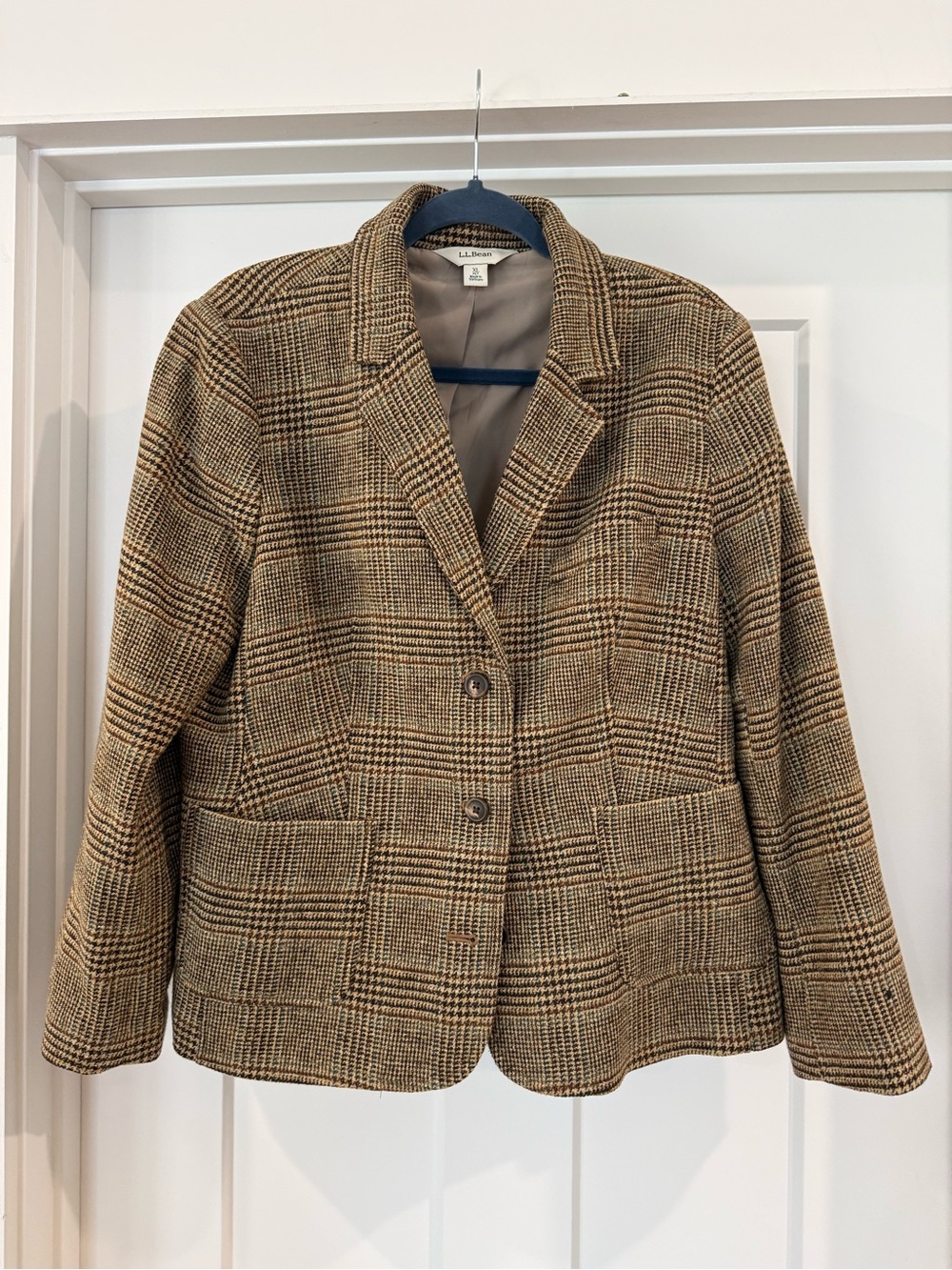 L.L. Bean Women's Brown Plaid Tailored Blazer